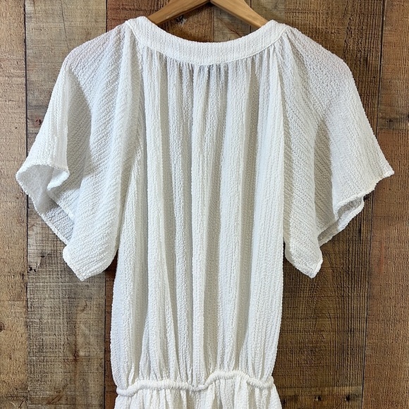 Sabo Romper Elasa Womens Small White Button Short Sleeve Textured Crinkle Swim - Picture 8 of 16